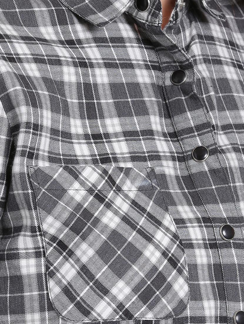 grey checkered cotton tunic - 15231265 - Zoom Image - 4