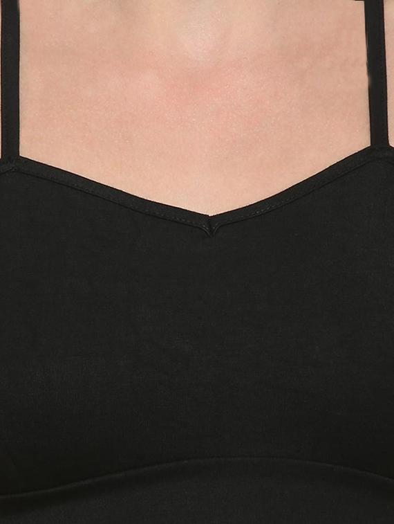 black solid cotton crop top - 15231294 - Zoom Image - 4