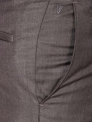 brown cotton blend flat front formal trouser - 15236366 - Standard Image - 4