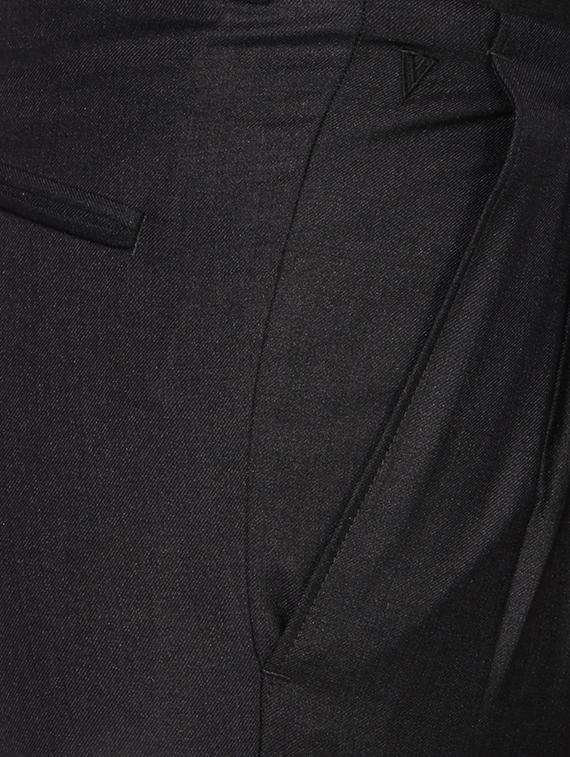 navy blue cotton blend pleated formal trouser - 15236367 - Zoom Image - 4