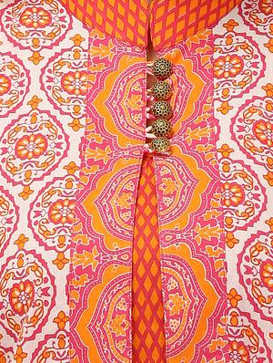 orange cotton layered kurta - 15239518 - Standard Image - 4