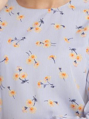 keyhole back striped floral top - 15240595 - Standard Image - 4