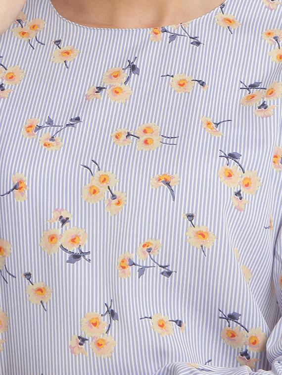 keyhole back striped floral top - 15240595 - Zoom Image - 4