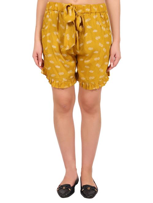 yellow printed rayon shorts - 15240903 - Standard Image - 1