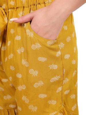 yellow printed rayon shorts - 15240903 - Standard Image - 4