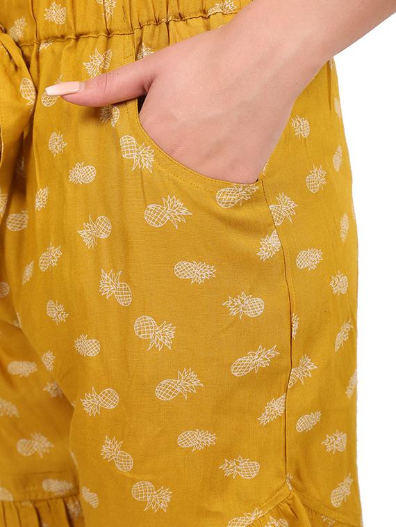 yellow printed rayon shorts - 15240903 - Zoom Image - 4