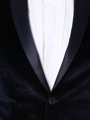 navy blue velvet casual blazer - 15241904 - Standard Image - 4