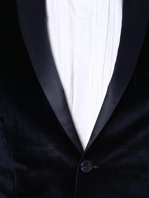 navy blue velvet casual blazer - 15241904 - Zoom Image - 4