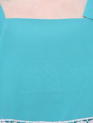 light blue solid layered crop top - 15242216 - Standard Image - 4