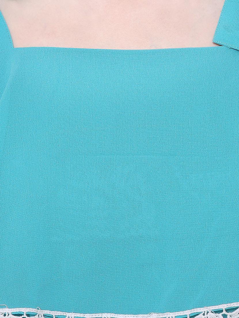 light blue solid layered crop top - 15242216 - Zoom Image - 4