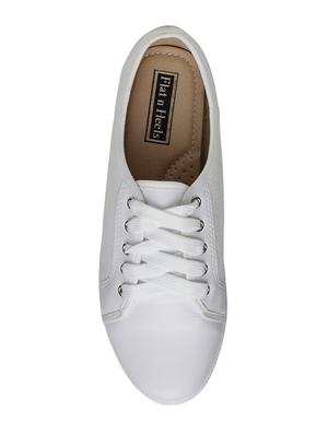 white faux leather laceup sneakers - 15243557 - Standard Image - 4