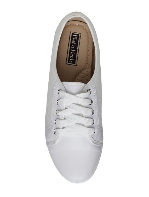 white faux leather laceup sneakers - 15243557 - Zoom Image - 4