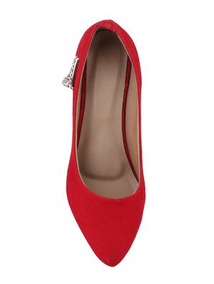 red faux leather slip on pumps - 15249488 - Standard Image - 4