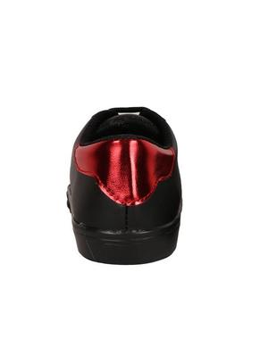 black leatherette laceup sneakers - 15249555 - Standard Image - 4