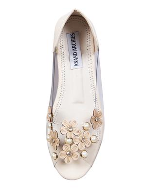 white faux leather slip on sandals - 15249575 - Standard Image - 4