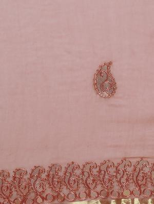 brown chiffon gota patti saree with blouse - 15250915 - Standard Image - 4