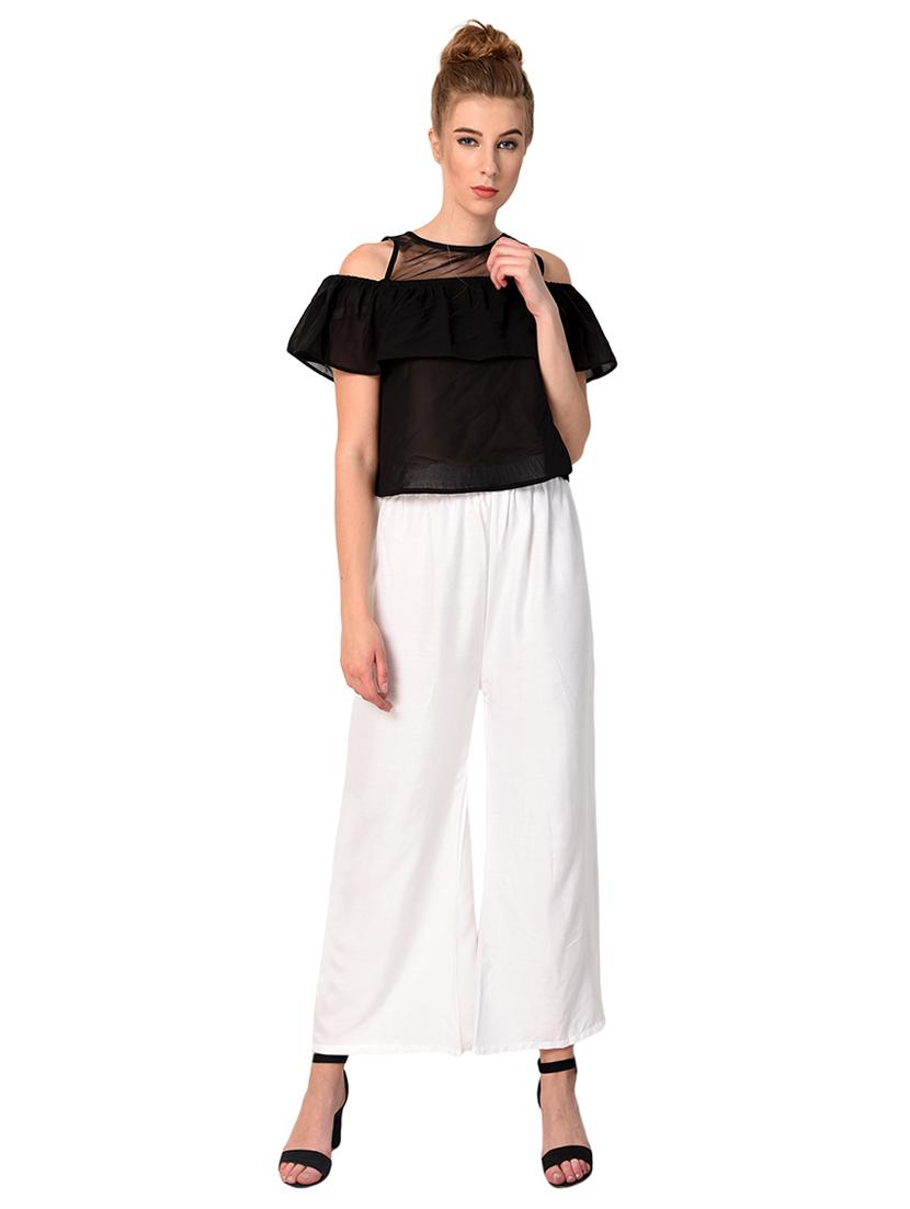 white rayon palazzos - 15254201 - Zoom Image - 4