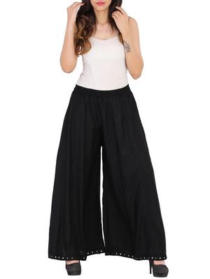 black rayon flared palazzo - 15255936 - Standard Image - 4