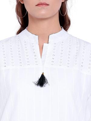schiffli work kurta & palazoo set - 15258558 - Standard Image - 4
