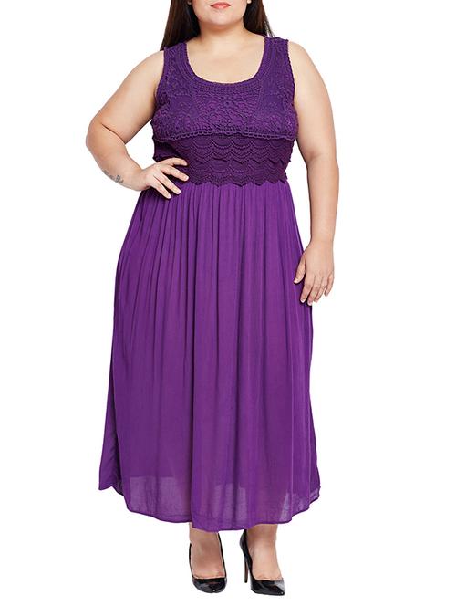 purple viscose plus dress - 15260732 - Very Small Image - 1