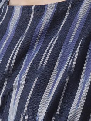 navy blue cotton printed a-line dress - 15261069 - Standard Image - 4