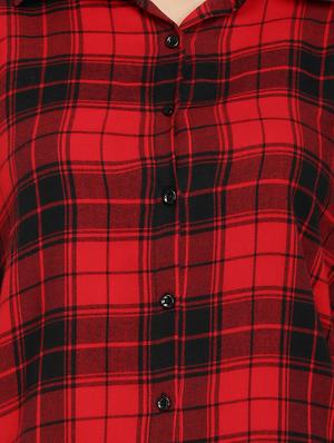 red viscose checkered shirt - 15263085 - Standard Image - 4