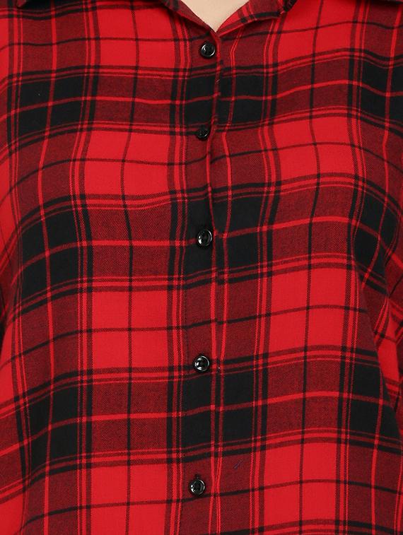 red viscose checkered shirt - 15263085 - Zoom Image - 4