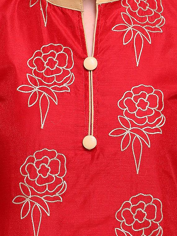 Red embroidered unstitched churidaar suit - 15263537 - Zoom Image - 4