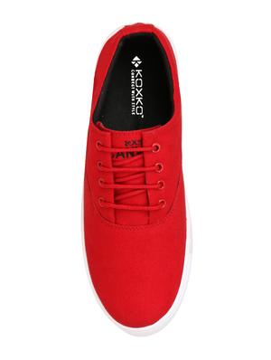 red Canvas lace up sneaker - 15263787 - Standard Image - 4