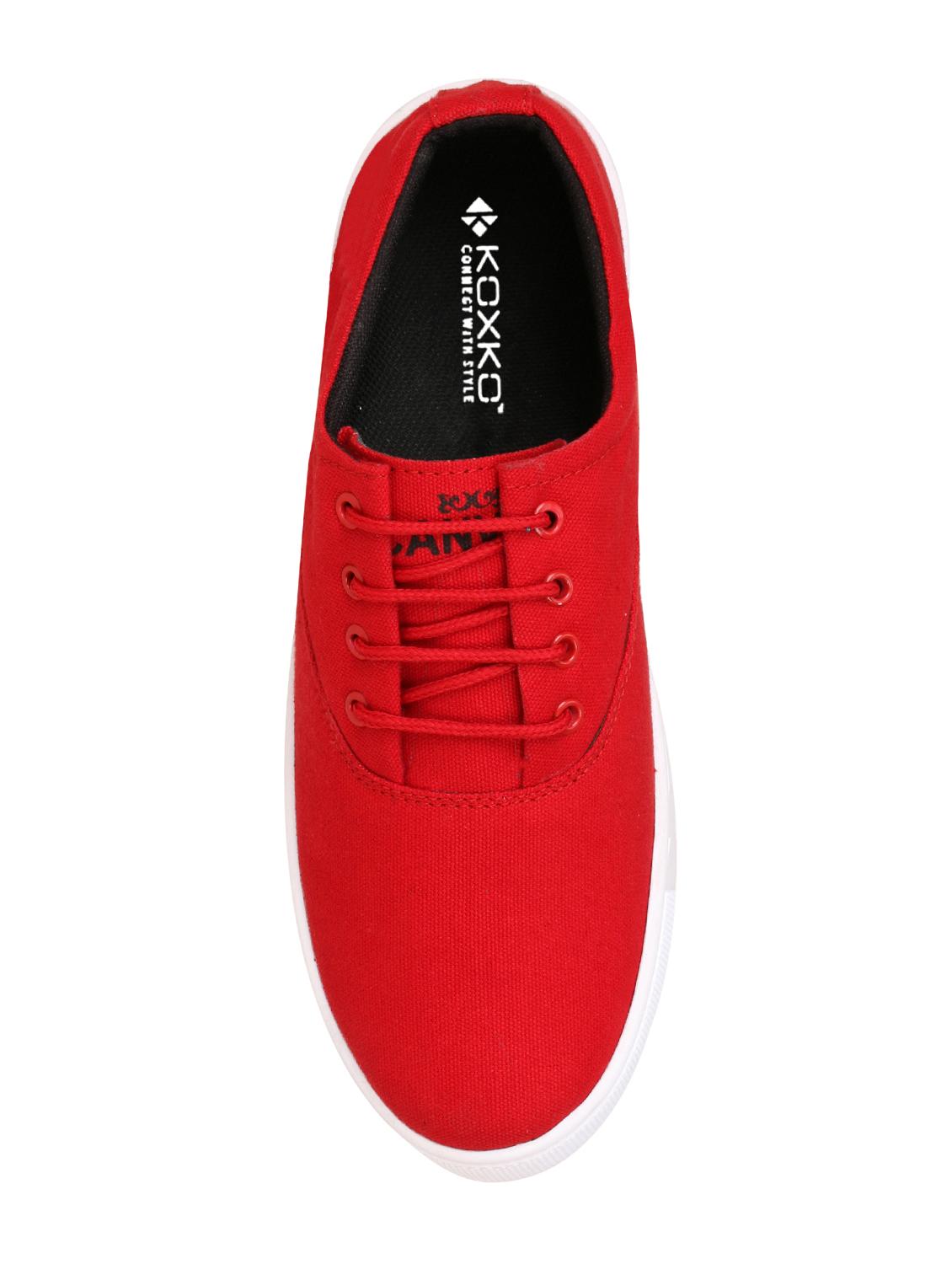 red Canvas lace up sneaker - 15263787 - Zoom Image - 4