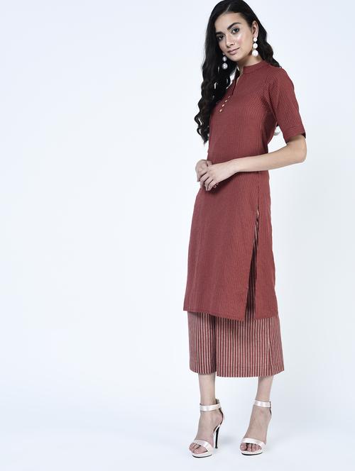 maroon straight kurta - 15264289 - Very Small Image - 1