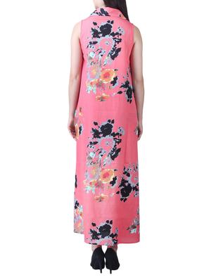 pink crepe floral shirt dress - 15264413 - Standard Image - 4