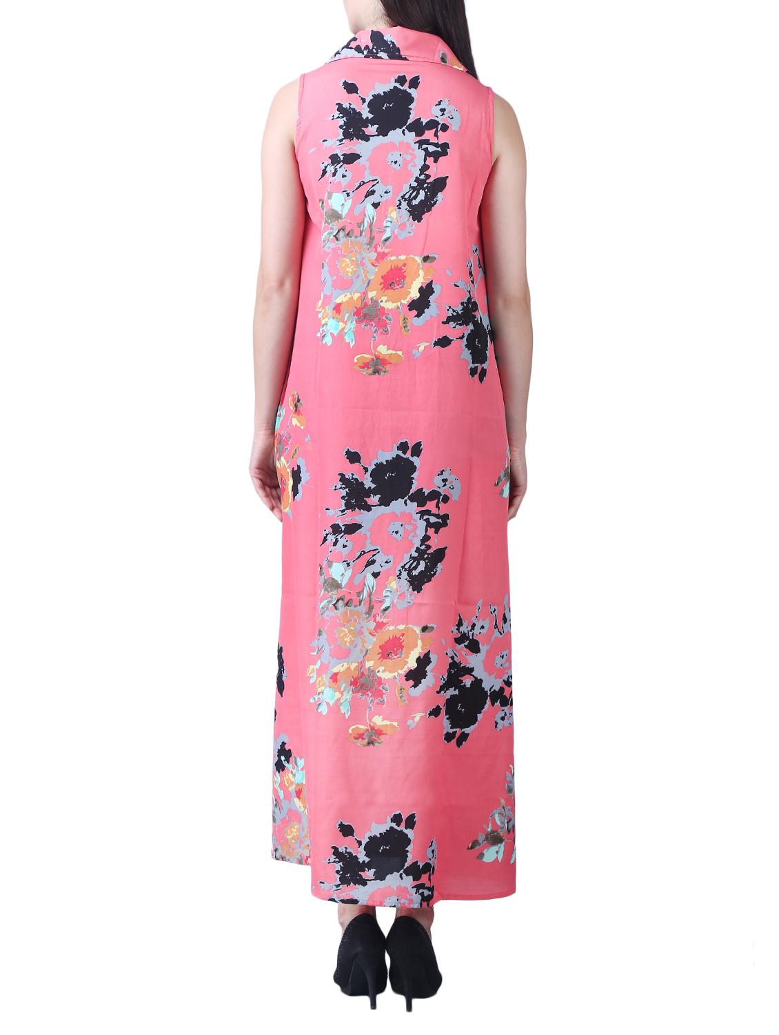 pink crepe floral shirt dress - 15264413 - Zoom Image - 4