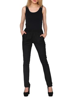 black solid rayon trouser - 15265484 - Standard Image - 4