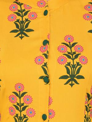 mustard viscose flared kurta - 15265622 - Standard Image - 4