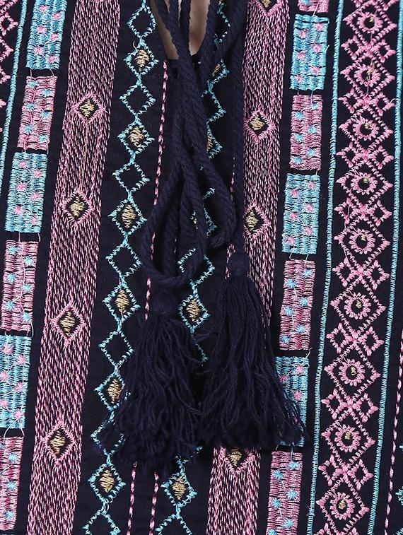 tie up neck embroidered tunic - 15265641 - Zoom Image - 4