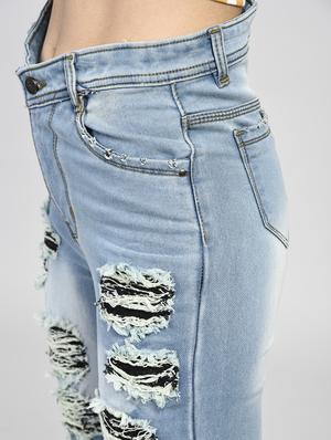 blue denim distressed jeans - 15266775 - Standard Image - 4