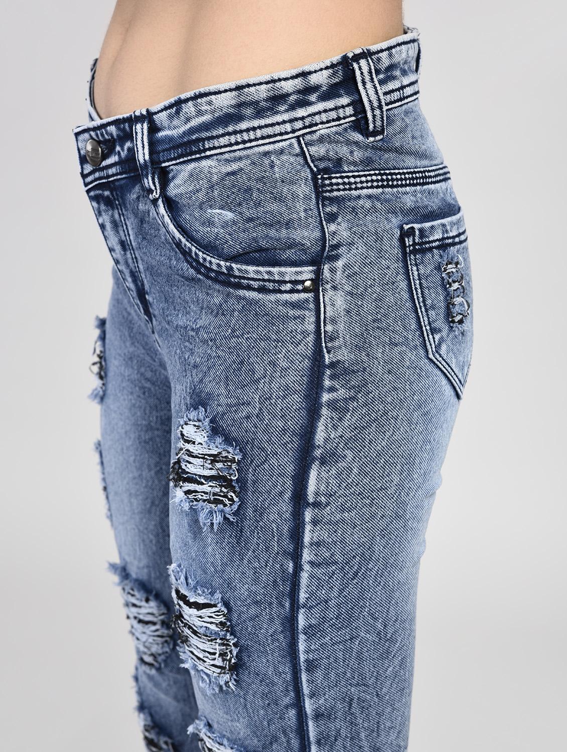 blue denim distressed jeans - 15266783 - Zoom Image - 4