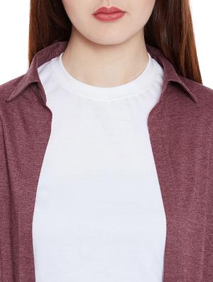 maroon solid asymmetrical shrug - 15267849 - Standard Image - 4