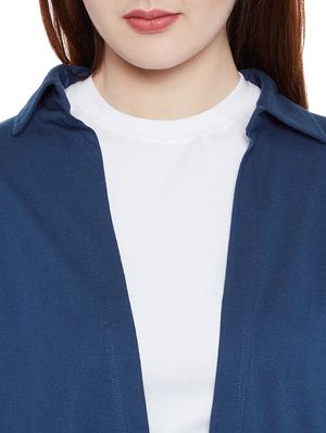blue solid asymmetrical long shrug - 15267851 - Standard Image - 4