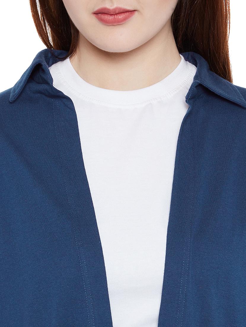 blue solid asymmetrical long shrug - 15267851 - Zoom Image - 4
