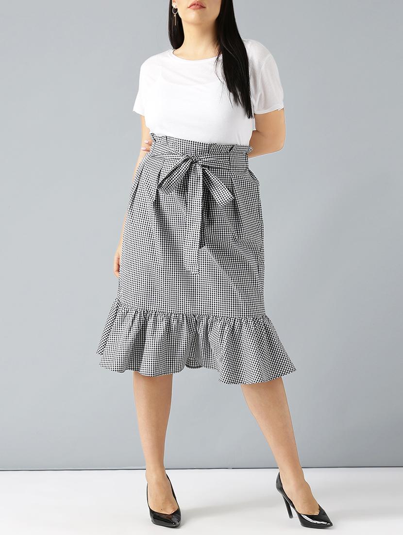 gingham checked flounce hem skirt - 15270178 - Zoom Image - 4