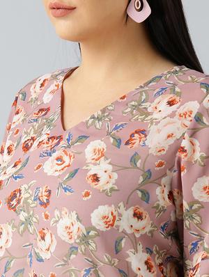 bell sleeved floral plus top - 15270182 - Standard Image - 4