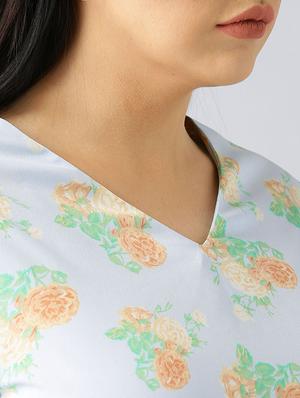 floral bell sleeved plus top - 15270186 - Standard Image - 4