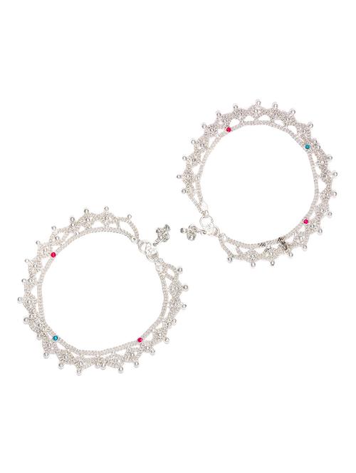 silver plated anklets and payal - 15273811 - Standard Image - 1