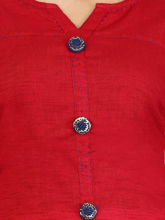 solid straight kurta - 15274171 - Zoom Image - 4