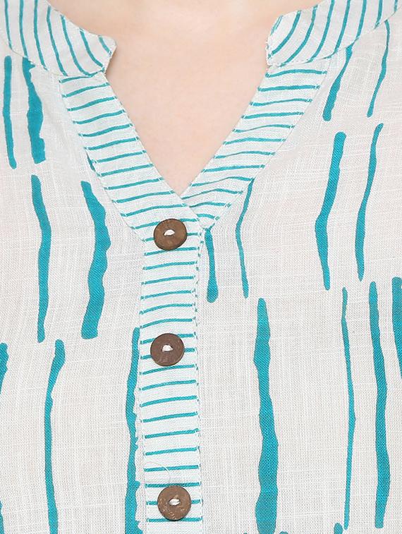 white cotton straight kurta - 15275004 - Zoom Image - 4