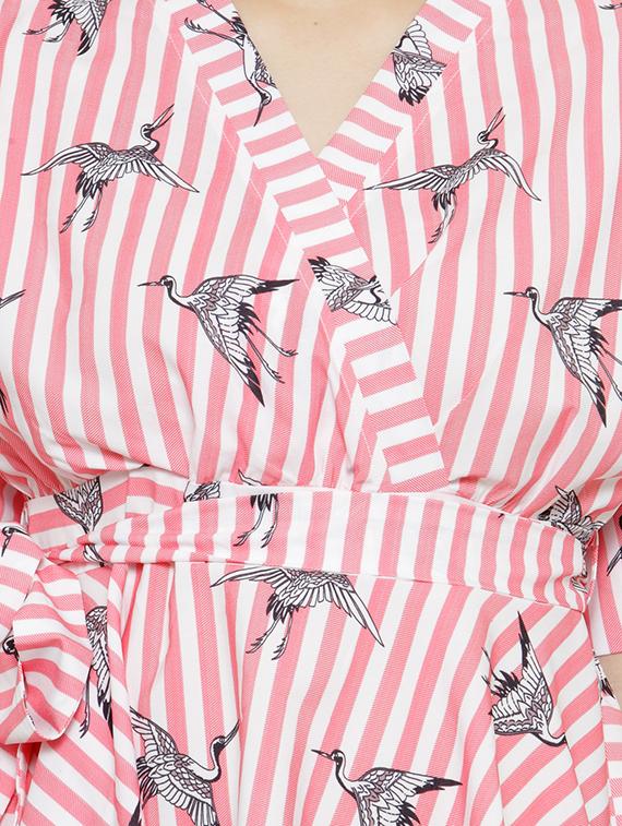 Bird print striped wrap top - 15275483 - Zoom Image - 4
