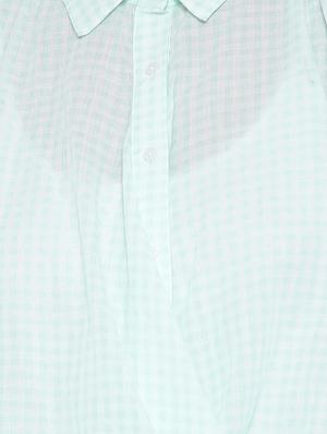 Checkered shirt collar cowl hem top - 15275495 - Standard Image - 4