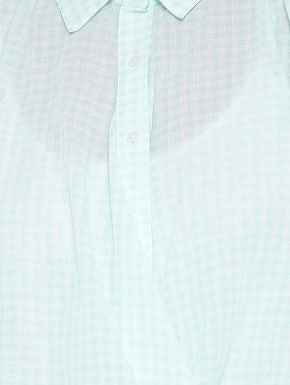 Checkered shirt collar cowl hem top - 15275495 - Zoom Image - 4